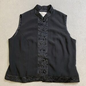 NYGARD Collection Vest Women's Size 10 Black Buttons Polyester RN 54365